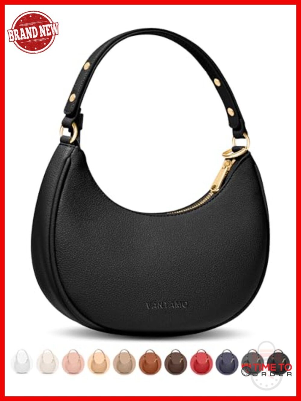 RFID Half Moon Clutch Purse with Anti-Theft Clip